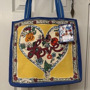 Brighton Floral Heart Tote in Yellow and Blue